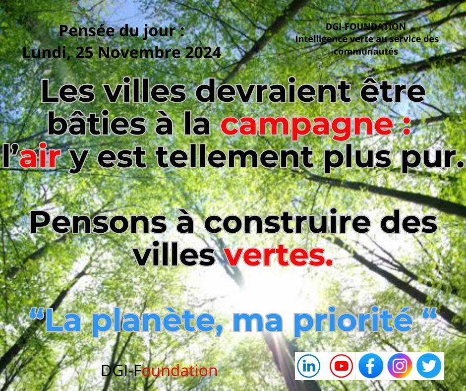 #construire des #villes #vertes ou #transformer nos villes #urbaines en villes vertes devait être notre #priorité. Car, nous dépendons de cet #environnement #sain pour notre #survie.
<a href="/DgiFoundat52511/">DGIFoundation</a>