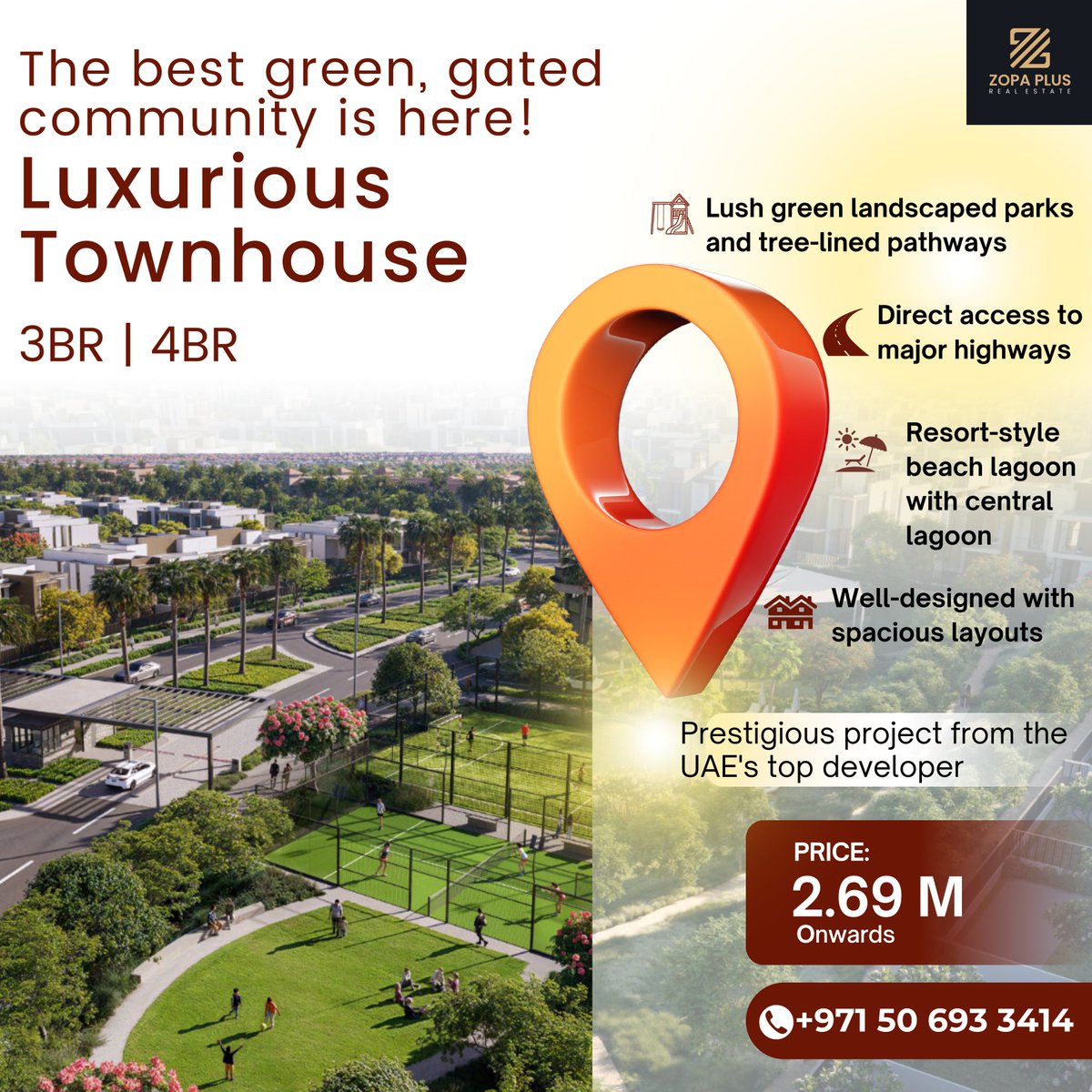 zopaplus's tweet image. Modern Luxury Living Awaits! Brand New Townhouse available for Sale in Villanova Community. +971 50 693 3414

Flexible Payment Plan:
- 60/40 Payment Plan: 60% during construction, 40% on handover.

Completion Date:
September 2028