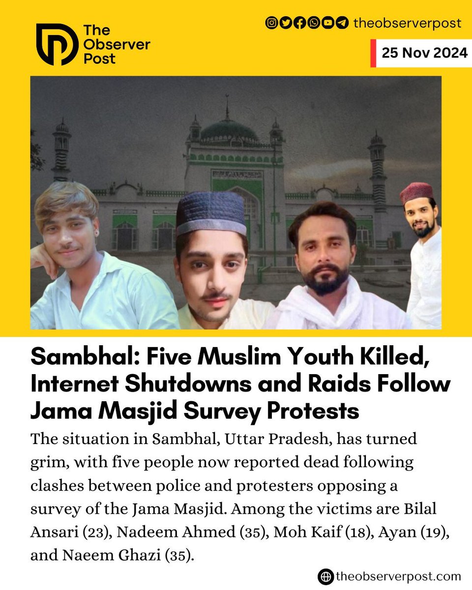 5 Patriotic Indians were massacred yesterday by the traitors of India!

🇮🇳 Bilal Ansari (23)
🇮🇳 Nadeem Ahmed (35) 
🇮🇳 Mohammad Kaif (18) 
🇮🇳 Ayan (19)
🇮🇳 Naeem Ghazi (35)

With this act, the BJP HINDUTVA TERRORISTS have started a GENOCIDE against the patriotic Indian Muslims!