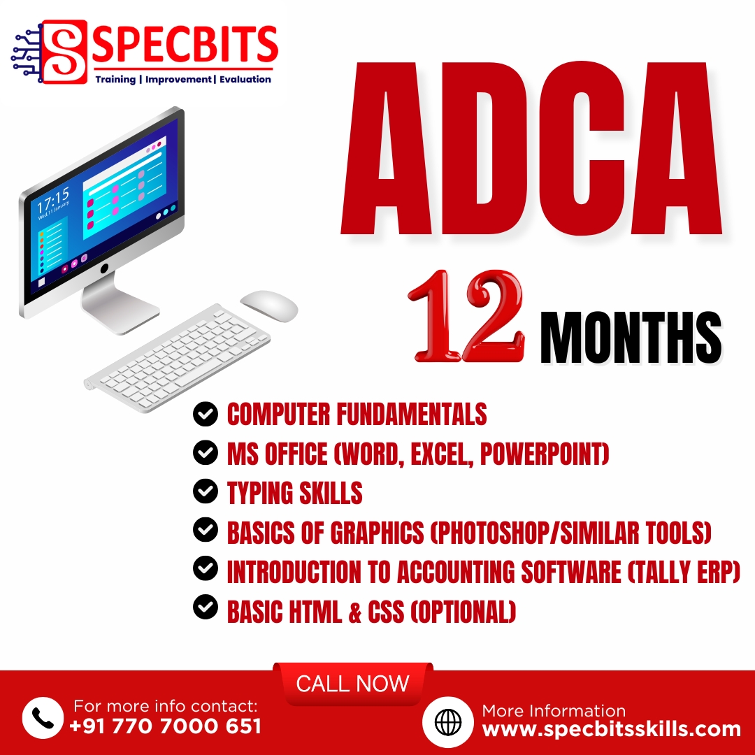 SpecbitsS's tweet photo. Master Digital Skills with ADCA - Enroll Now for a Bright Future!
#ADCA #DigitalSkills #LearnComputers #Specbits #ComputerTraining #MSOffice #TypingSkills #GraphicDesign #TallyERP #HTMLandCSS #SkillUp #CareerGrowth https://t.co/D87f0SaZ9I