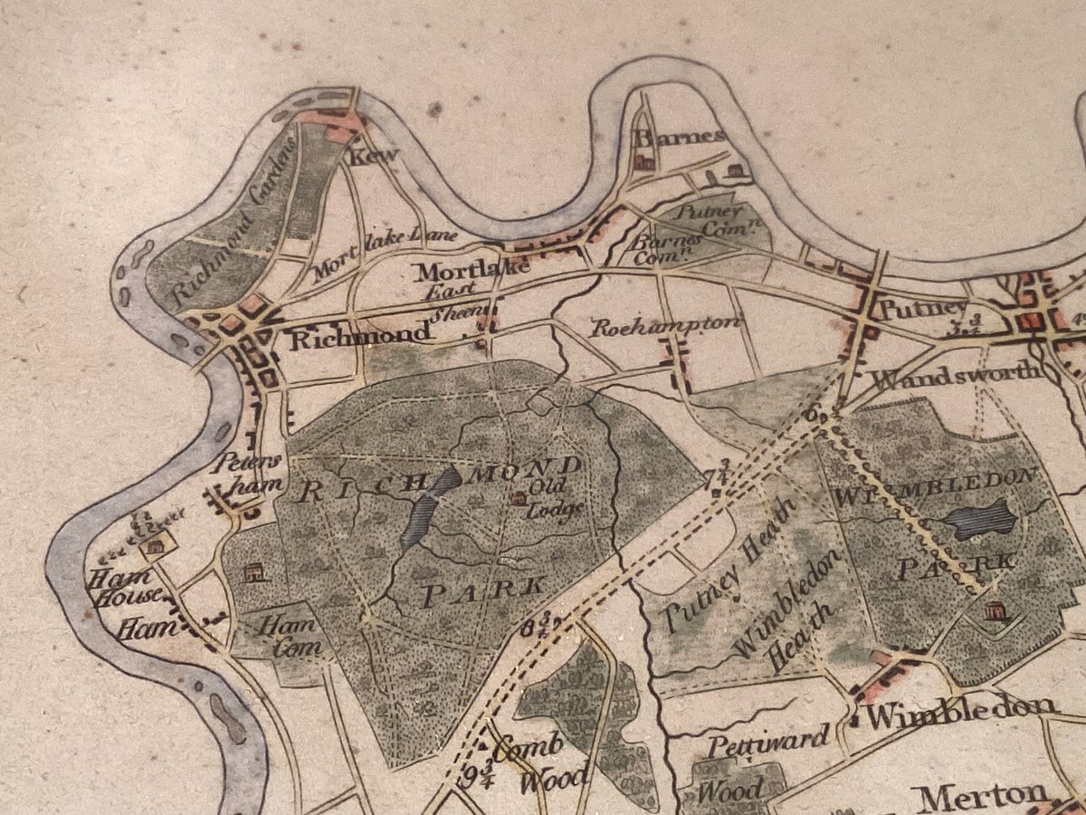 For #MapMonday, Richmond Park in 1810 from a Map titled “That Part of Surrey which lies within 12 miles of London”. Pen Ponds are clear- “Old Lodge” no longer exists- it was where Pen Ponds car park now is- for more information follow the 🔗#londonhistory 
frp.org.uk/wp-content/upl…