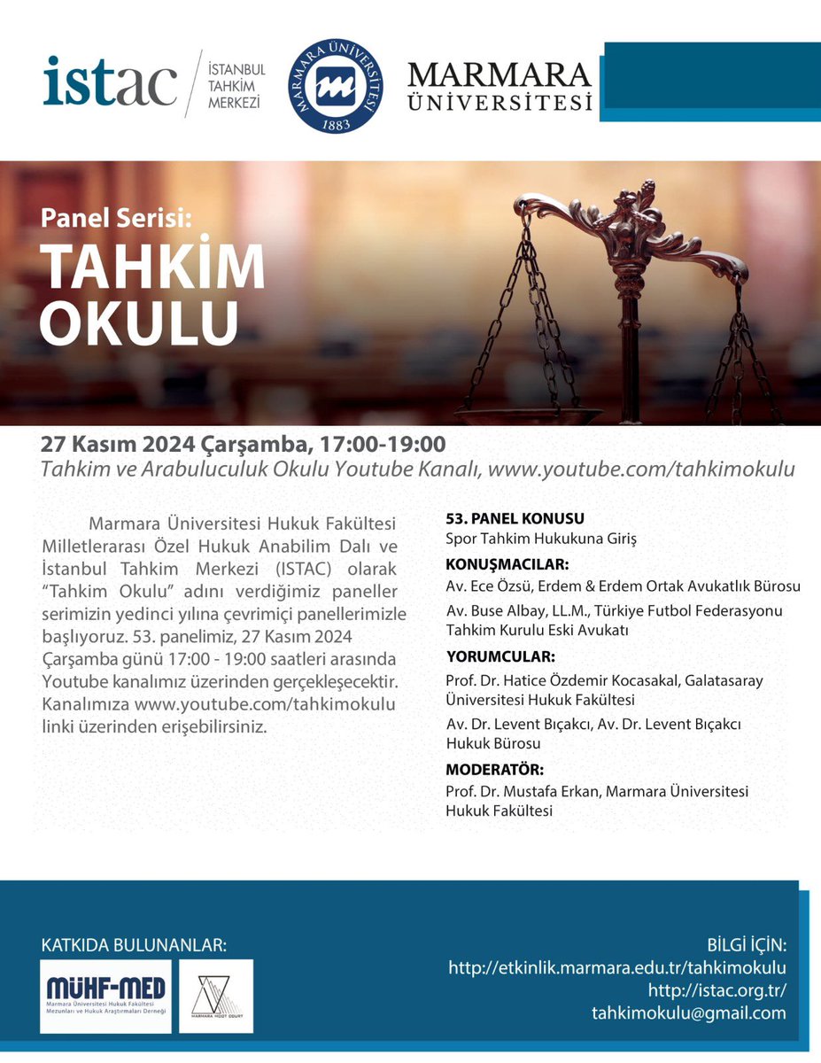 Tahkim Okulunun 7. yılından herkese merhaba!

Bu sene Spor Tahkimini konuşacağız!

İlk panelimiz: Spor Tahkim Hukukuna Giriş