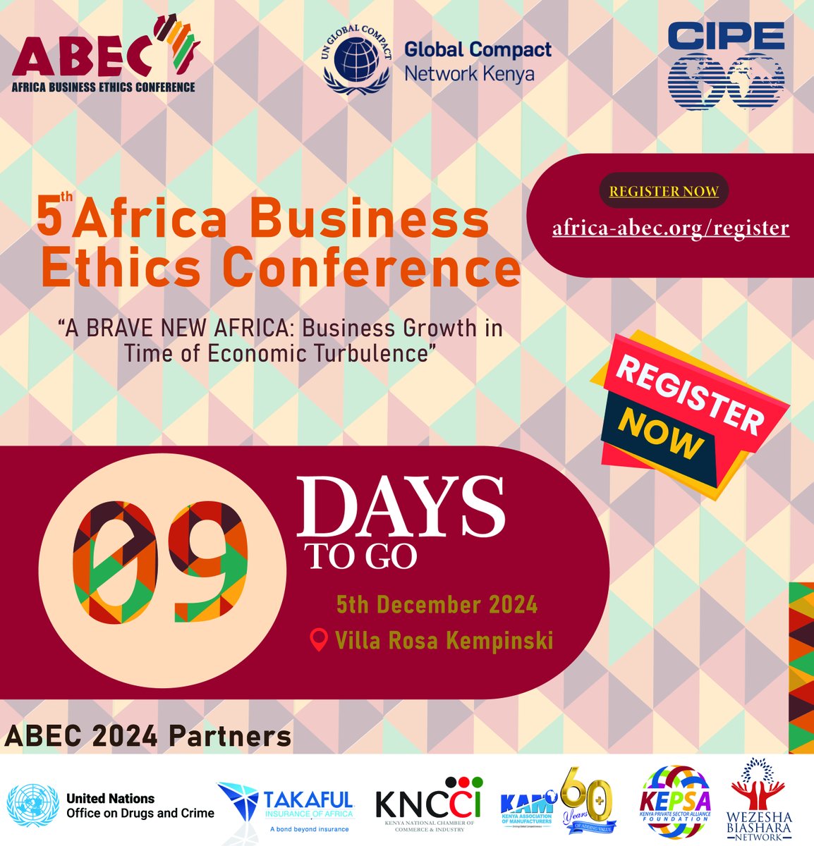 abecafrica's tweet photo. 💼 The countdown is on—9 days to go! "Africa is our business," and ethical leadership is the key to its success. Join the 5th ABEC on December 5th, 2024, and be part of shaping Africa’s future. Sign up today! #ABraveNewAfrica #ABEC2024 #SustainableLeadership https://t.co/opdOvi6Zpb