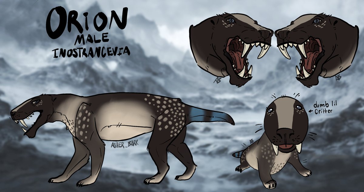 Asher_Bark's tweet photo. New paleo sona just dropped 
lil inostrancevia named Orion :3c https://t.co/DAabX3Le0y