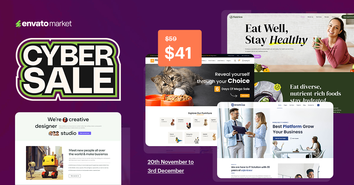 themetechmount's tweet image. ✨Cyber Sale 2024✨

Grab an exclusive 50% off on our premium themes and templates during this Cyber Sale!
👇👇👇
1.envato.market/B0E9zL

1.envato.market/Y9DYam

#sale #wordpresswebsite #HTMLTemplate #themeforest #envato #shopifytheme #handymanservices #interiordesigner #uiux
