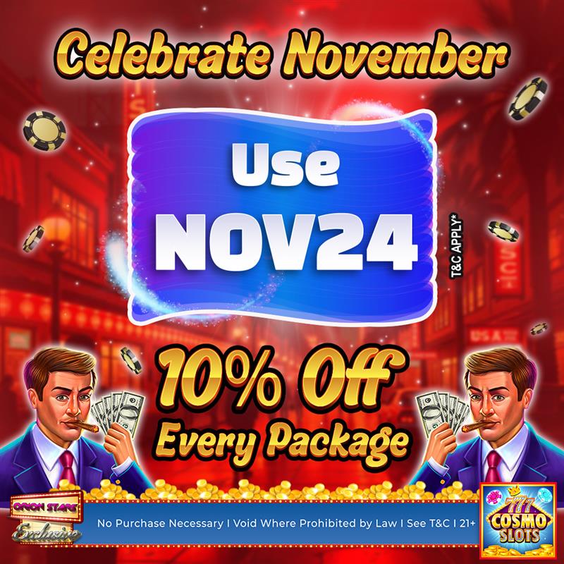 OrionStarsEne1's tweet photo. Get 10% OFF all CosmoSlots packages with code NOV24! 🤑

🎰 More spins, more wins, and more savings this month!

Sign up now👉https://t.co/23hvAvI8hl

#ORIONSTAR #onlinecasino #casinogames #slots #JUWA #players #winbig https://t.co/AEnYBYULOj