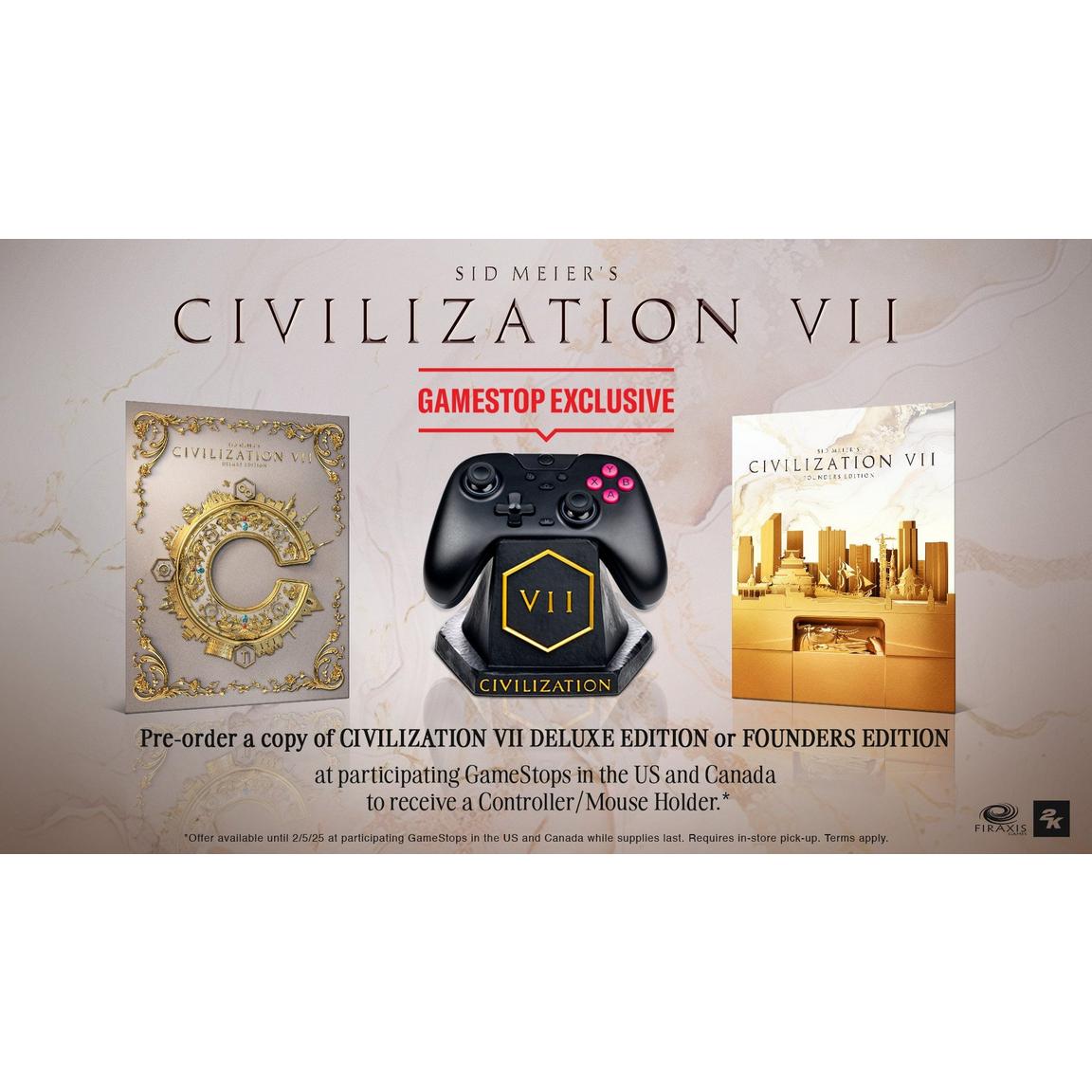 videogamedeals's tweet photo. Pre-Order Civilization VII Deluxe Edition or Founders Edition at participating GameStops to receive a Controller/Mouse Holder. https://t.co/0HkNi8R7mx https://t.co/VFnkOkP5rS