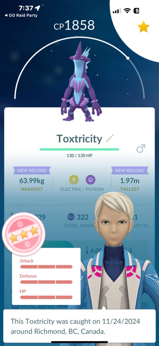 SilverFox242422's tweet photo. Both shinies + a hundo + a shiny dynamax 🤩 not bad for being sick saturday 🤒 
#PokemonGO #ShinyToxtricity https://t.co/fNydAGFHLH