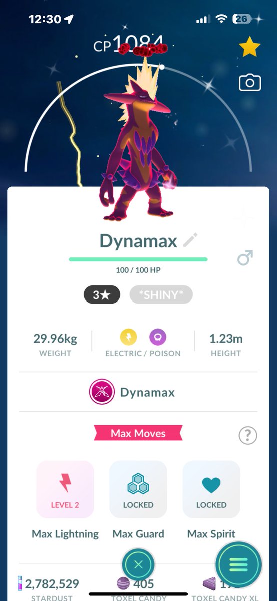 SilverFox242422's tweet photo. Both shinies + a hundo + a shiny dynamax 🤩 not bad for being sick saturday 🤒 
#PokemonGO #ShinyToxtricity https://t.co/fNydAGFHLH