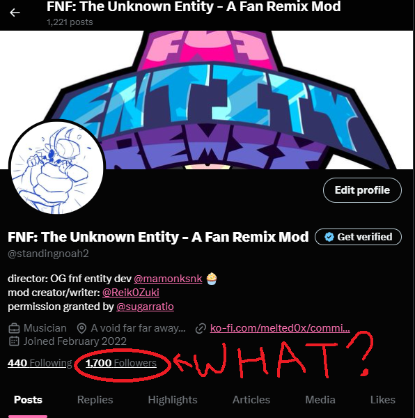 FNF: The Unknown Entity - A Fan Remix Mod (@standingnoah2) / Posts / X