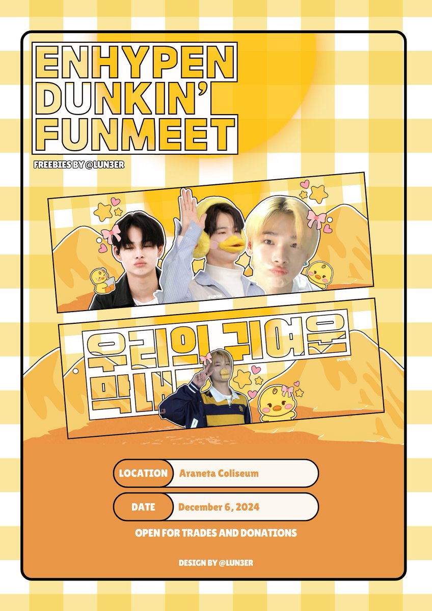 LUN3ER's tweet photo. ❥𓂃𓏧 help rt |  ic interest check ph

NI-KI LINI (DUCK) HAND BANNERS

— follow, like + rt for updates &amp; to spread !
— open for trades &amp; donations 

tags. stickers freebies enhypen DES7INED dunkin' fun meet 
#DES7INED_ENHYPEN_with_DUNKINPH https://t.co/OHZeyybDiD