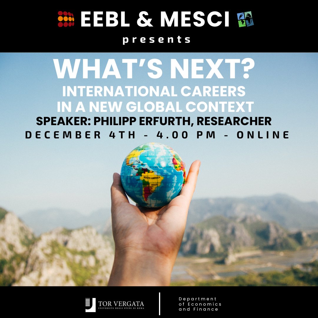 MSc in European Economy and Business Law (@msceebl) on Twitter photo Do you want to learn more about International Careers ?
Do not miss the online event with <a href="/theErforce/">Philipp Erfurth</a> to learn how to navigate changes in the international job market most successfully ✨
Link to participate on our website.
@carciccar
<a href="/unitorvergata/">Università di Roma Tor Vergata</a>
<a href="/DEF_TorVergata/">DEF Tor Vergata</a> Do you want to learn more about International Careers ?
Do not miss the online event with <a href="/theErforce/">Philipp Erfurth</a> to learn how to navigate changes in the international job market most successfully ✨
Link to participate on our website.
@carciccar
<a href="/unitorvergata/">Università di Roma Tor Vergata</a>
<a href="/DEF_TorVergata/">DEF Tor Vergata</a>