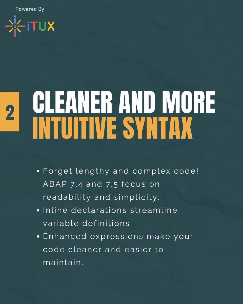 itux2018's tweet image. ABAP isn’t just for legacy systems anymore—it’s evolving to meet the demands of today’s tech-savvy businesses.
For more information, visit
ituxsolutions.com
#sapabap #modernprogramming #sapdevelopment #abapinnovations #saptech #sapdeveloper #learnsap