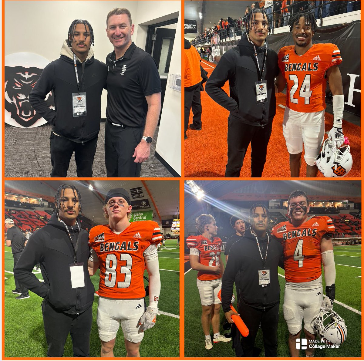 Enjoy watching these familiar faces play their hearts out on Saturday. <a href="/RichardsNijah/">Nijah Richards</a> <a href="/__joshuaball/">josh ball ™️</a> <a href="/KrisSanchez38/">Kris Sanchez</a> What a great game environment <a href="/BengalGridiron/">Idaho State Football</a> Thank you <a href="/CodyHawkins/">Cody Hawkins</a> <a href="/ScottThiessen15/">Coach Scott Thiessen</a> <a href="/DevinRHoliday/">Devin Holiday</a> and staff for the hospitality.