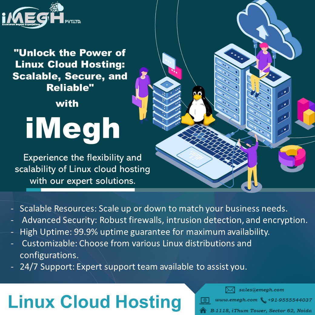 imegh_pvt_ltd's tweet image. "Unlock the Power of Linux Cloud Hosting: Scalable, Secure, and Reliable"
#LinuxCloudHosting #CloudHosting #LinuxHosting  #CloudComputing #WebHosting #CloudSolutions #ITInfrastructure #DevOps