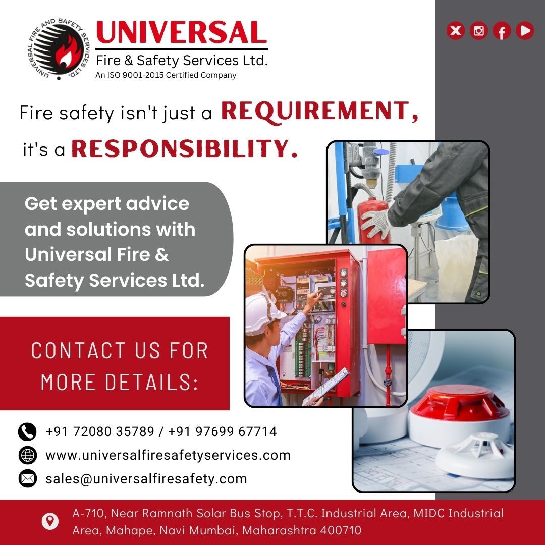 Universal_FSSL's tweet image. Your Safety, Our Priority! Universal Fire Safety delivers #comprehensive #firprotection solutions to safeguard #lives and #property. 💯🙏

#firesafety #safetyfirst #safetyproduct #safetytips #firefighting #safety #safetyequipment #commercial #industrial #safetyservices