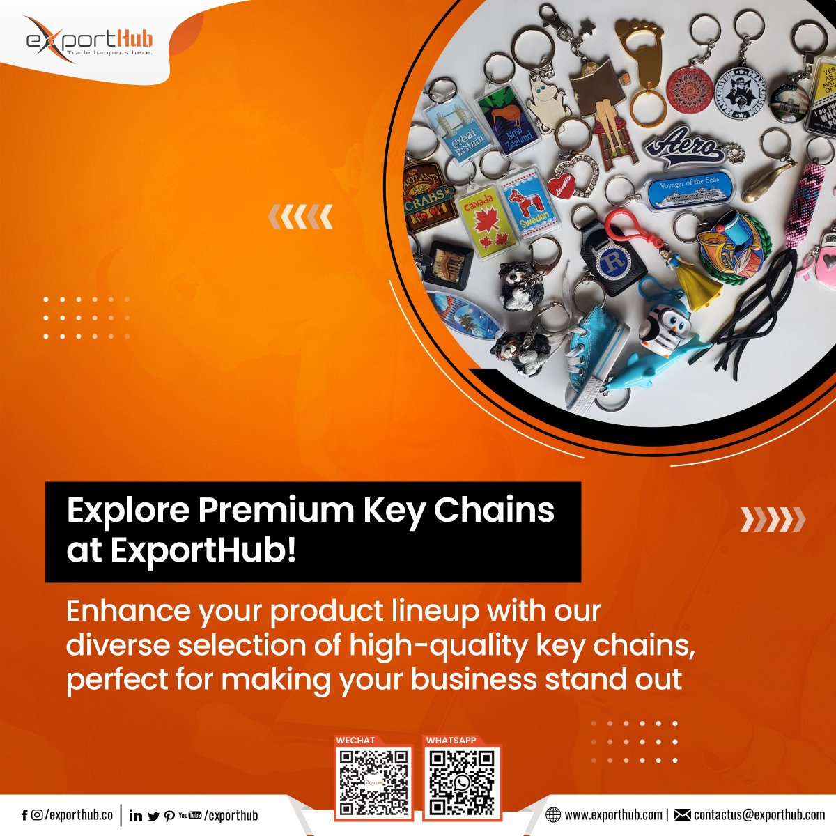 Unlock Style with Premium Key Chains on ExportHub! Discover our high-quality, eye-catching key chains to elevate your product lineup and draw in more customers. Visit us today!
Inquire Now! 
exporthub.com/search?type=2&… 
#KeyChains  #Accessories #KeyChainDesign  #B2B #ExportHub
