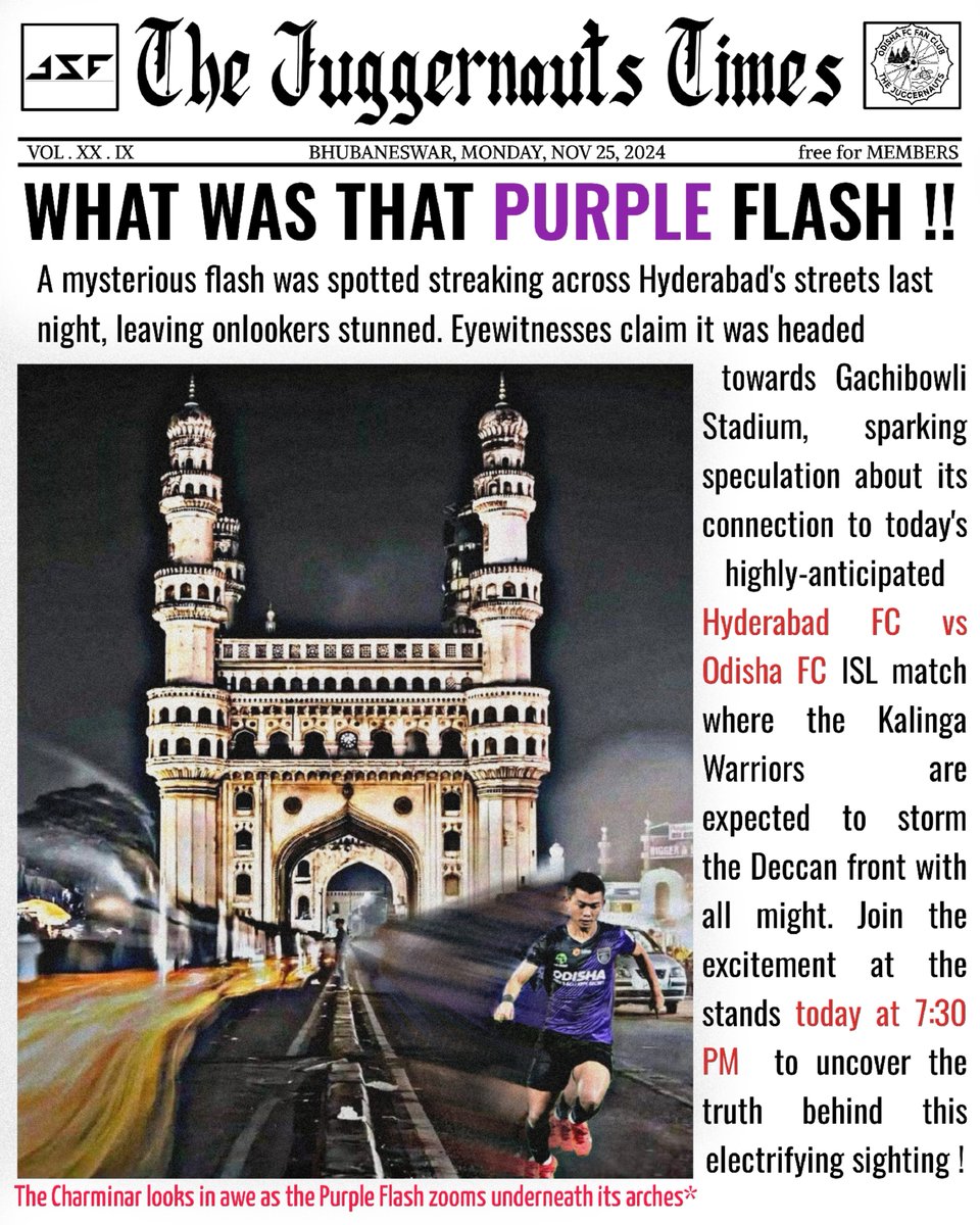 JuggernautsOFC's tweet photo. " Breaking News! Hyderabad under Siege! "

#odishafc #TheJuggernauts #COYJ #HFCOFC #indiansuperleague https://t.co/KlDJGzjfBC