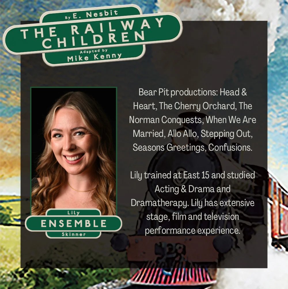 📣 Spotlight on...

Lily Skinner as Ensemble

🚂 The Railway Children 
by E Nesbitt adapted by Mike Kenny

📆 6th - 15th December 2024

For details and tickets, visit: thebearpit.org.uk/whats-on/the-r…

📸 Photo by Chris Clarke