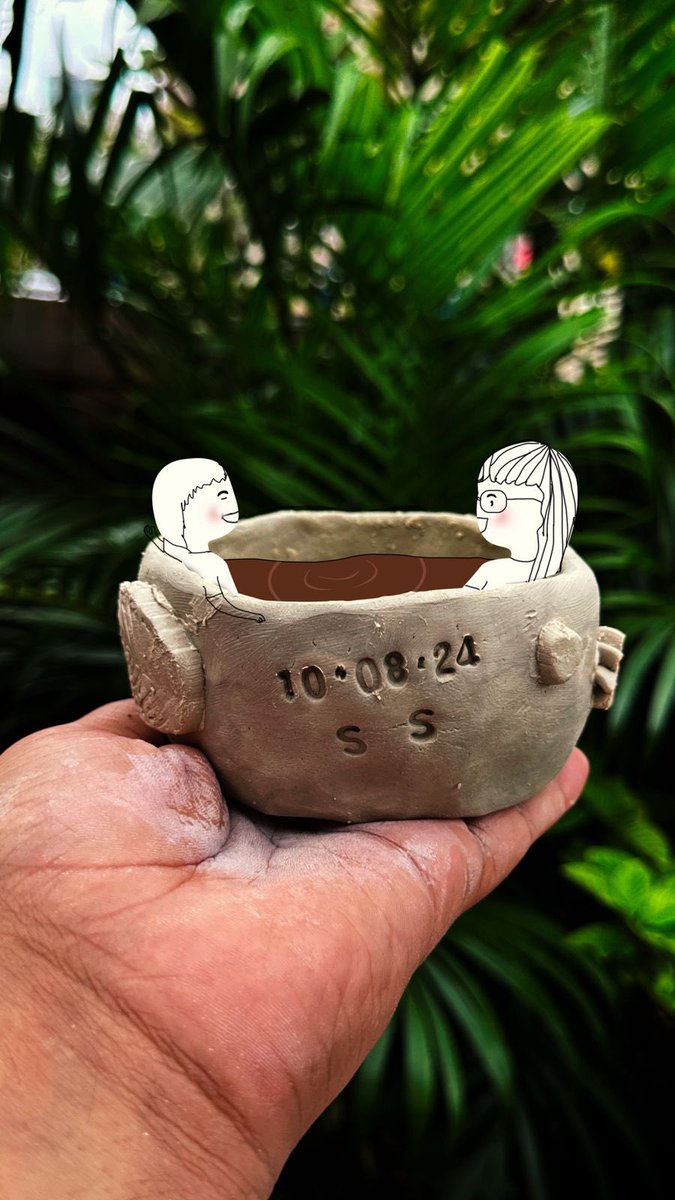 shivanshu__'s tweet photo. Relaxing in our little clay oasis 🌿🧖‍♀️ Sometimes, all you need is a cozy cup and a friend to share it with! ☕✨ #ClayArt #digitaldoodles #momentsofjoy https://t.co/USBOizPV3U