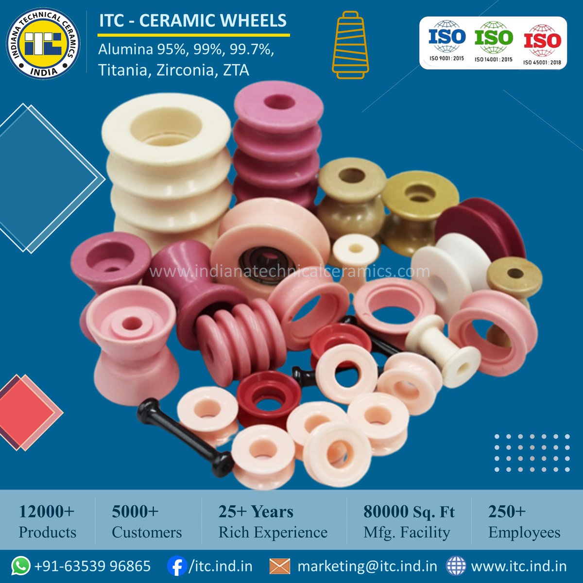 GopalSharmaItc's tweet photo. Manufacturer &amp; Exporter of High Alumina Ceramic Wheels &amp; Pulleys
Contact: Gopal Sharma
+91 63539 96865 | marketing@itc.ind.in
#Ceramic #CeramicWheels #CeramicGuide #CeramicPulley #CeramicRings #CeramicRoller #MakeInIndia #ITC #IndianaTechnicalCeramics https://t.co/tFP2Hwl8W3
