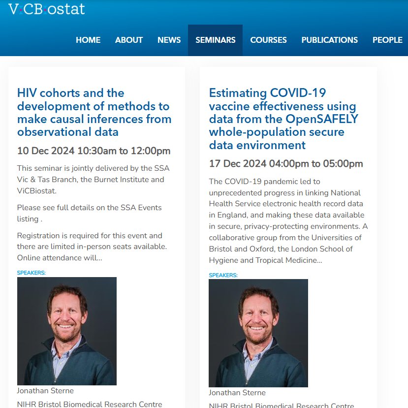 ViCBiostat (@vicbiostat) on Twitter photo Seeing double? 👀👀
We're thrilled to have <a href="/jonathanasterne/">Jonathan Sterne</a> (UK) visiting this summer.
He's delivering 2⃣ seminars and a 2⃣-day short course on causal inference (10-11/2/25) with <a href="/_MargaritaMB/">Margarita Moreno-Betancur</a>, <a href="/Katherine_J_Lee/">Katherine Lee</a> & teams.
For all the details - vicbiostat.org.au Seeing double? 👀👀
We're thrilled to have <a href="/jonathanasterne/">Jonathan Sterne</a> (UK) visiting this summer.
He's delivering 2⃣ seminars and a 2⃣-day short course on causal inference (10-11/2/25) with <a href="/_MargaritaMB/">Margarita Moreno-Betancur</a>, <a href="/Katherine_J_Lee/">Katherine Lee</a> & teams.
For all the details - vicbiostat.org.au