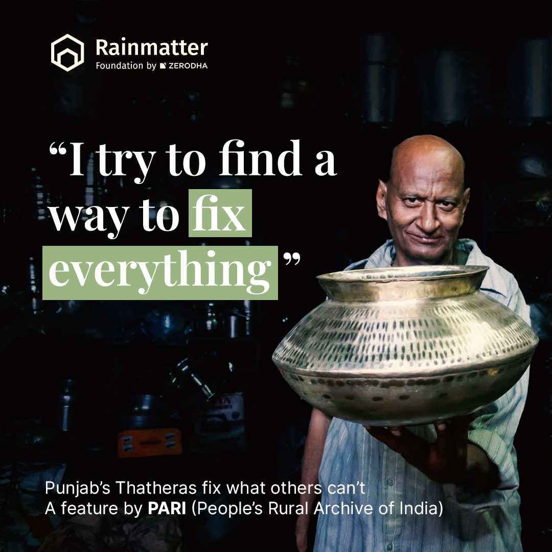 RainmatterOrg's tweet image. The Thathera craftsmanship of Punjab—once vital, now vanishing. With fewer homes using brass &amp;amp; copper, craftsmen like Sunil Kumar face dwindling demand. As disposable alternatives rise, can this heritage survive?
Link in bio.
#Repairmen #Craftsmen #Thateras