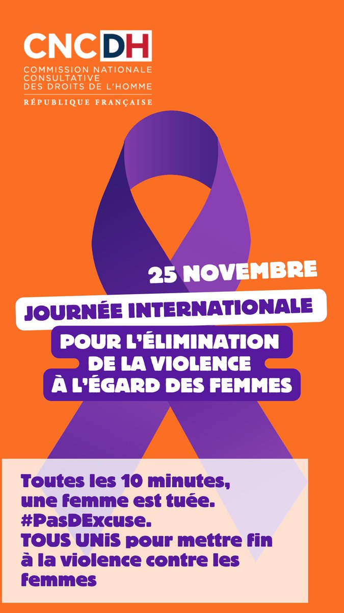 Aujourd'hui, c'est la Journée internationale pour l'élimination de la violence à l'égard des femmes. 
▶️Toutes les 10 minutes, une femme est tuée par un partenaire intime ou un membre de sa famille.
Il n'y #PasDExcuse pour la violence contre les femmes ou les filles.