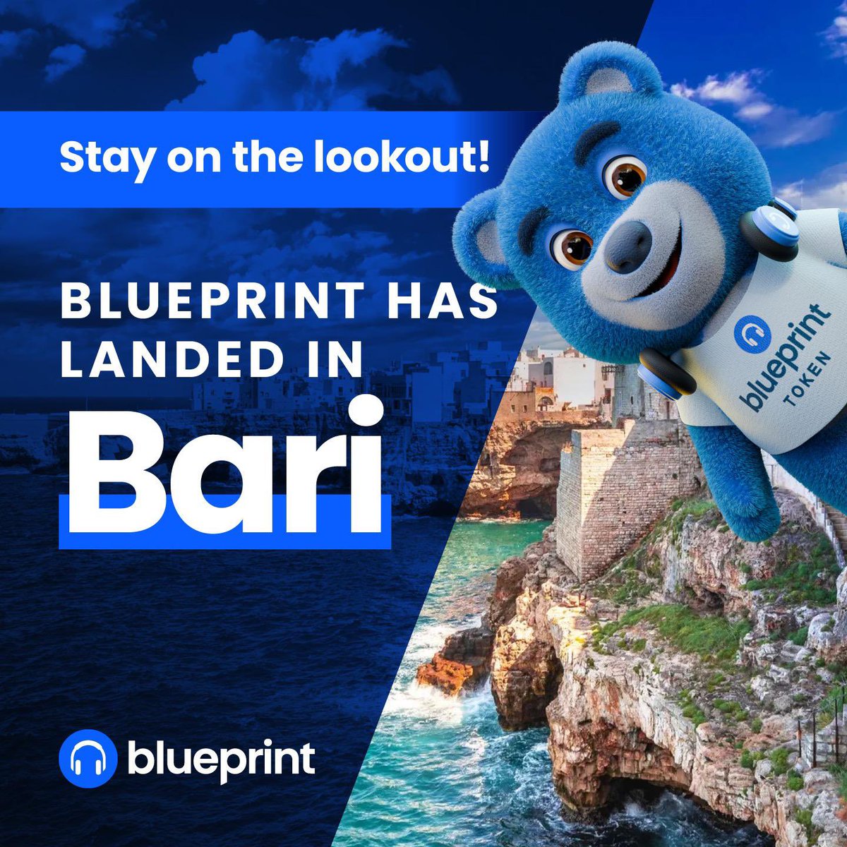 qelt_io's tweet image. 🚨 The BlueBear is on the Move! 🚨
The journey continues, and this time The BlueBear is making his way to the beautiful city of Bari! 🐻✨
#TheBlueBear #OnTheWayToBari #Blueprintmusic