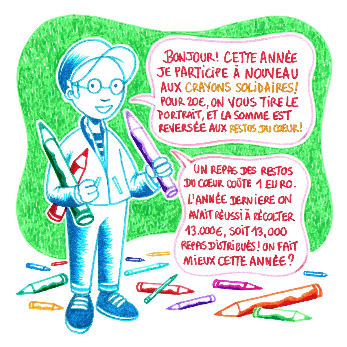 Glauque Land (@glauqueland) on Twitter photo (1/4) La semaine prochaine je participe à ce chouette évènement au profit des <a href="/restosducoeur/">Les Restos du Coeur</a> avec ma casquette de type qui dessine aux feutres pour enfants. Venez nombreux et nombreuses ! (1/4) La semaine prochaine je participe à ce chouette évènement au profit des <a href="/restosducoeur/">Les Restos du Coeur</a> avec ma casquette de type qui dessine aux feutres pour enfants. Venez nombreux et nombreuses !