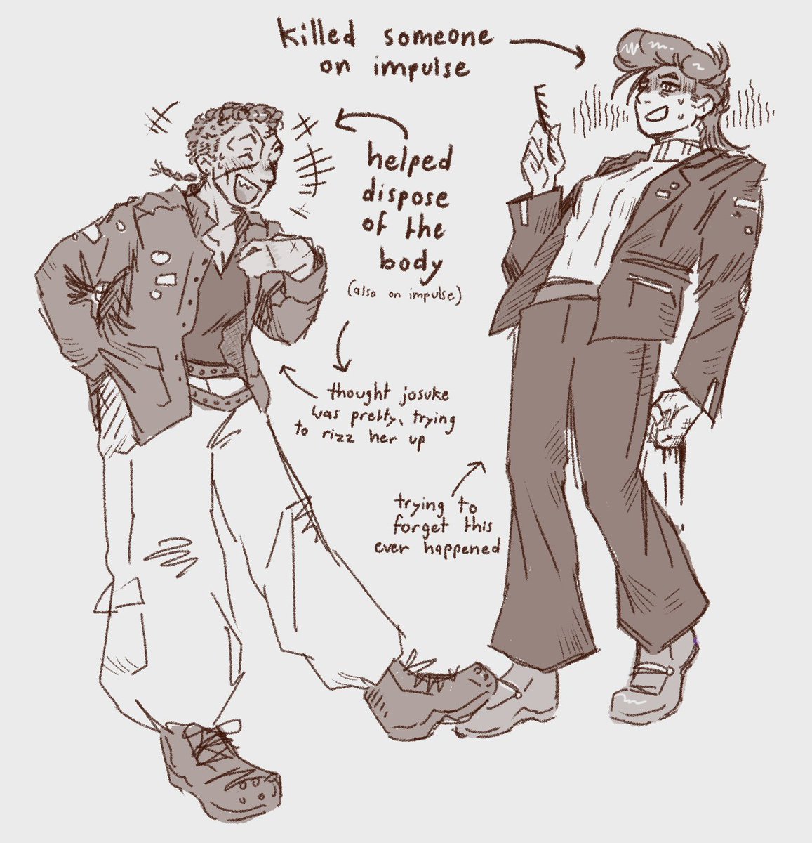 jorenilee's tweet photo. keep returning to an au where josuke impulsively corners and annihilates a serial killer and a witnessing okuyasu suggests cleaning up the body. because duh ofc that's the obvious answer rn. and josuke kinda pretty who said that #josuyasu https://t.co/JXWpqJHd3Z