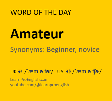 englearner23's tweet image. Word: Amateur

Meaning: A person who engages in an activity as a hobby and not as a professional.

Synonyms: Beginner, novice, nonprofessional.

uk  /ˈæm.ə.tər/ us  /ˈæm.ə.tʃɚ/

#learnenglish #vocab #elt #english #TESOL #ESL #englishvocab #vocabulary #ielts #quiz #everythingESL