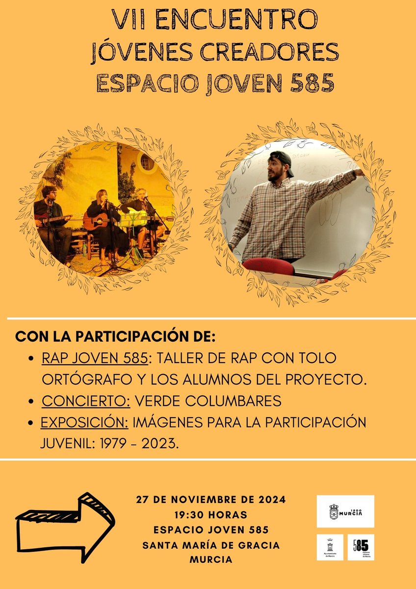 El próximo miércoles 27/11 os esperamos en el Espacio Joven 585 a las 19:30 horas.