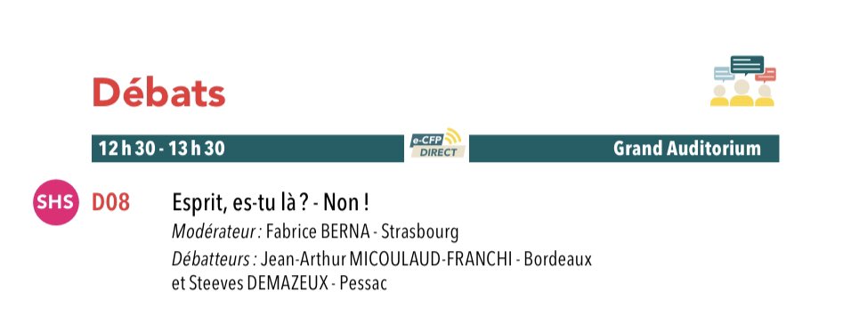 Jarthur Micoulaud 〽️ (@ja_micoulaud) on Twitter photo Vendredi prochain au <a href="/CfpNathalie/">Congrès Français de Psychiatrie</a>
Nous ferons venir les esprits avec Steeves Demazeux ! Qui laisserons surtout des traces qu’on prendre le soin d’analyser et explorer 👻 avec <a href="/berna_fabrice/">Berna Fabrice</a> Vendredi prochain au <a href="/CfpNathalie/">Congrès Français de Psychiatrie</a>
Nous ferons venir les esprits avec Steeves Demazeux ! Qui laisserons surtout des traces qu’on prendre le soin d’analyser et explorer 👻 avec <a href="/berna_fabrice/">Berna Fabrice</a>