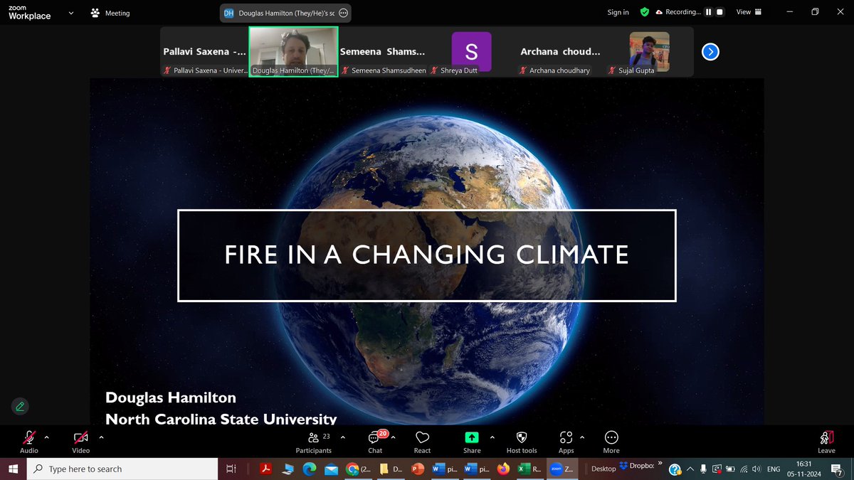 pallavienviron1's tweet image. Day 11: Interesting talk by @im_dshamilton @NCState  on &quot;Fire in a Changing Climate&quot; in @iLEAPS18 -@hinducollege_du  Course on &quot;Fundamentals of #AtmosphericScience &amp;amp; #ClimateChange&quot;. Thanks for the contribution.
@AGUAtmosSci @EGU_Atmos @SOLAS_IPO @FutureEarth  @BBURNED_science