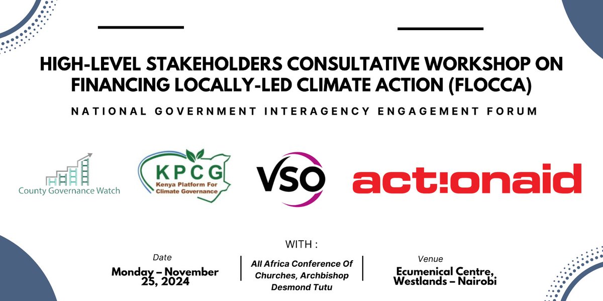 CGW_Kenya's tweet photo. A beautiful day as we delve into the conversation on Financing Locally Led Climate Action.
Is FLLoCa working? This is the big question?
@tendasasa
@KenyaGovernors
@KeTreasury
@Devolution_254
@Environment_Ke
@PACJA1
#Fllocamashinani
#DefendMyFuture https://t.co/eeKJdS0lpz