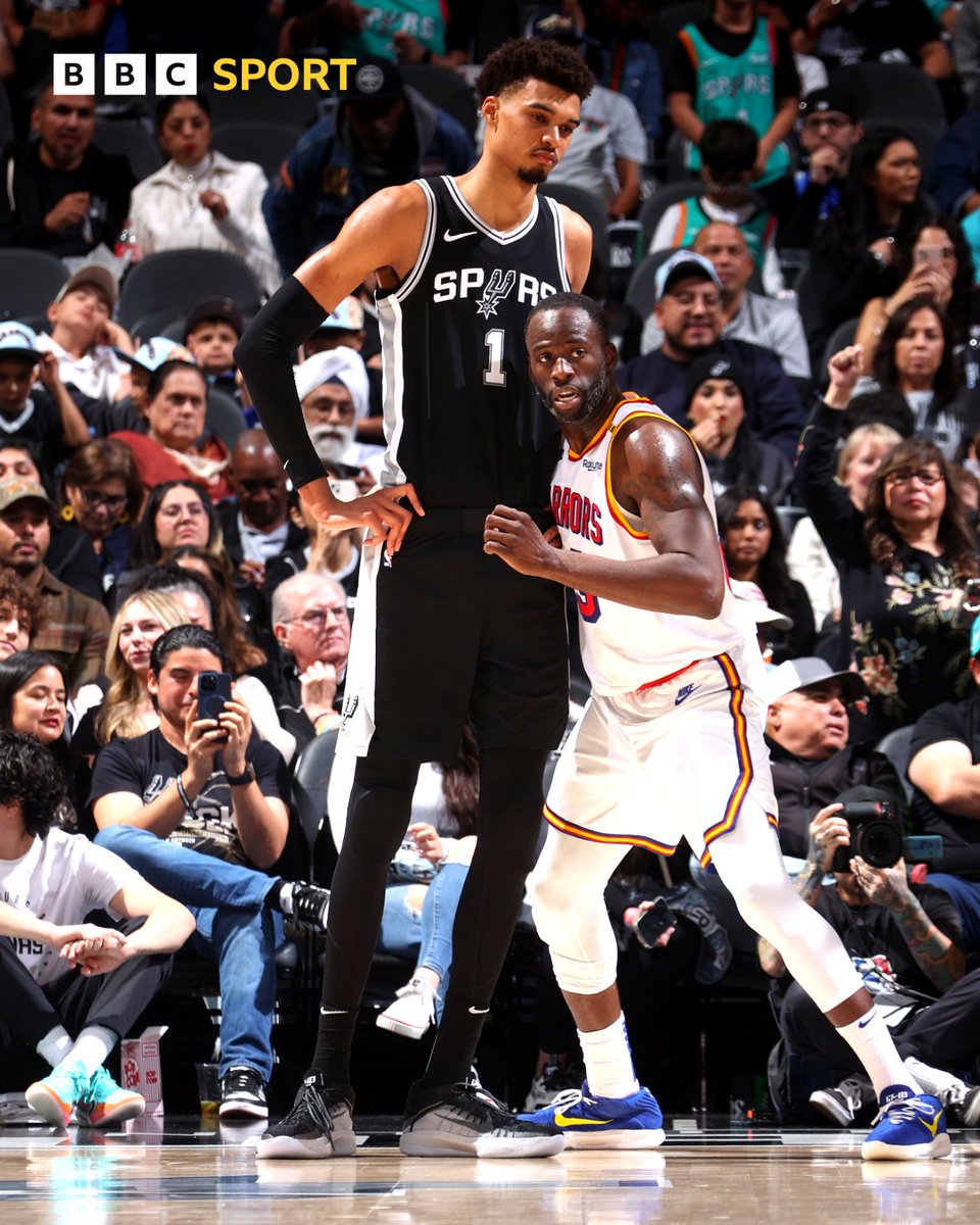 This picture of Victor Wembanyama 🤯

Draymond Green is listed at 6-foot-6 😳