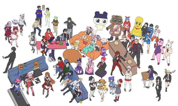 #ぽんぽこ24#ぽこあーと全員描けた〜背景入れたらまたあげます 