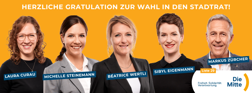 Die Bernerinnen und Berner haben gewählt. Mit fünf Sitzen im Stadtrat und als einzige bürgerliche Partei, welche ihren Wähleranteil erhöhen konnte, haben sie der Mitte einen klaren Auftrag gegeben: Ihre Stimme weiterhin klar hörbar und sichtbar zu machen! #WahlBern24