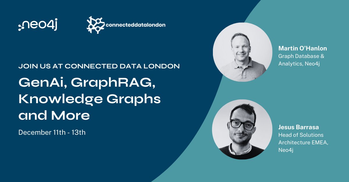 Attention, London! 🎡 
We will be present at <a href="/Connected_Data/">Connected Data</a>!
<a href="/martinohanlon/">Martin O'Hanlon</a> and <a href="/BarrasaDV/">Jesús Barrasa</a> will be there with 2 amazing presentations about GenAI, GraphRAG, and Knowledge Graphs - don't miss them! See you!

connected-data.london