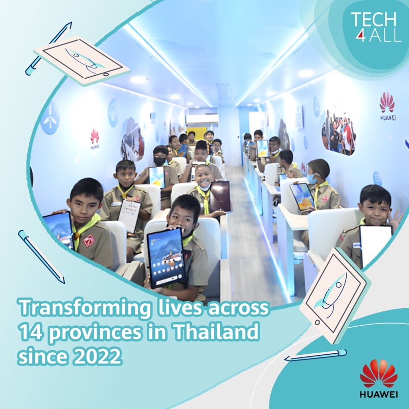 HUAWEI_TECH4ALL's tweet photo. 🚍 Take a look inside the solar-powered #TECH4ALL #DigiBus!
With @UNESCO, we’re aiming to empower Thailand's children, students & women in remote communities with #DigiSkills & online safety training!
Follow us for more updates! #SkillsOnWheels #GreenEducation