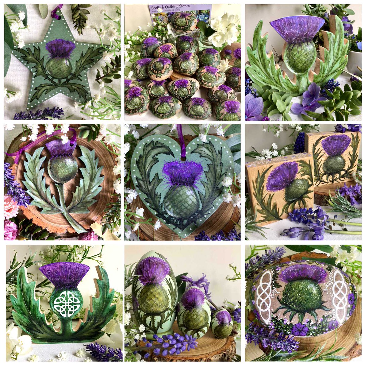 Morning #earlybiz here are some ideas for thistle gifts this year. They are all hand painted by me in my little studio here in Edinburgh #giftideas #ukgifthour #shopindie #thistles #christmas #scotland Available elbricrafts.etsy.com/listing/160671…