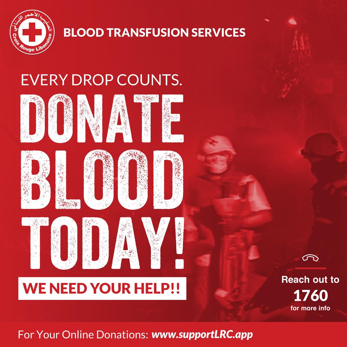 RedCrossLebanon's tweet image. 🩸‼️Urgent call for blood donations.
If you can donate blood, we need you.
نداء عاجل للتبرع بالدم، ناطرينكن🩸‼️
#LebaneseRedCross #LRC #BloodDonation