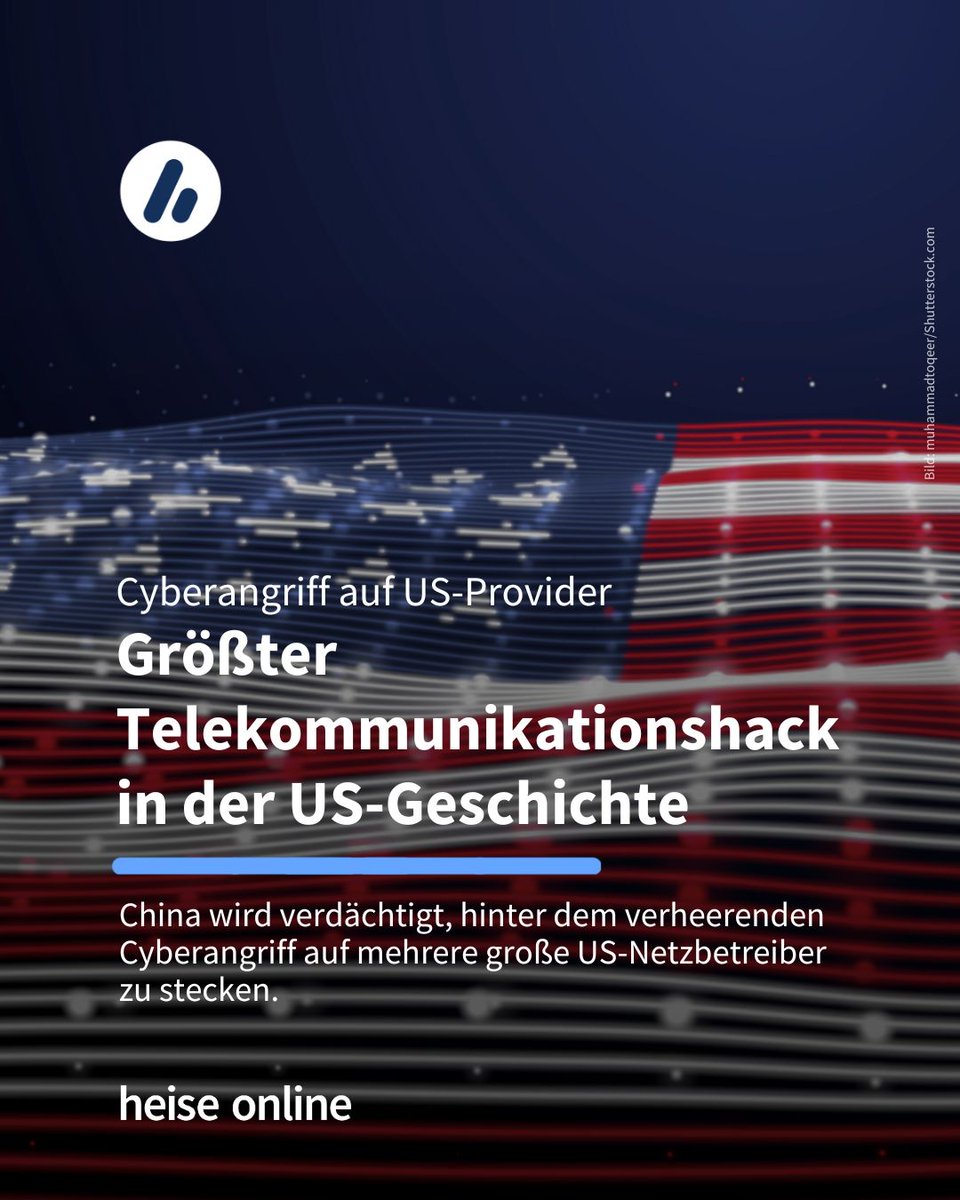 Vor mehr als einem Monat entdeckt und China zugeschrieben: Der Cyberangriff auf die Netzwerke mehrerer großer US-Netzbetreiber ist laut US-Senator Mark Warner der "größte Telekommunikationshack in der Geschichte der US-Geschichte." 😱

Zum Artikel: heise.de/-10097659