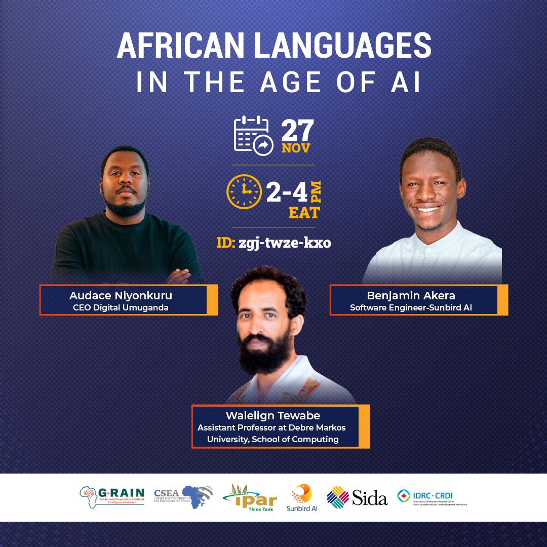 Join us for this discussion on African Languages in the Age of AI. 

We'll explore;
✅The current state and future potential of African languages in the era of artificial intelligence. 
✅ The challenges and opportunities presented.
✅ Highlight innovative AI solutions tailored