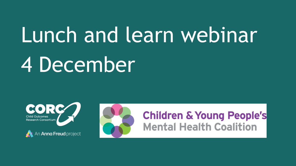 Child Outcomes Research Consortium (CORC) (@corccentral) on Twitter photo <a href="/CYPMentalHealth/">Children & Young People's Mental Health Coalition</a> members are invited to join CORC for a free Lunch & Learn webinar, with Kate Dalzell & Nick Tait. Sharing the latest developments, examples & address challenges using outcome measures for those working with children & young people.
👀 orlo.uk/Drm2C <a href="/CYPMentalHealth/">Children & Young People's Mental Health Coalition</a> members are invited to join CORC for a free Lunch & Learn webinar, with Kate Dalzell & Nick Tait. Sharing the latest developments, examples & address challenges using outcome measures for those working with children & young people.
👀 orlo.uk/Drm2C