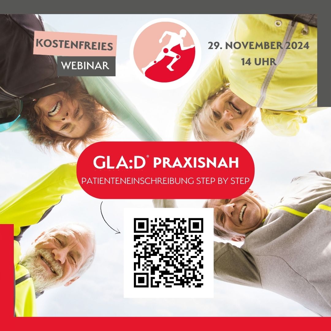 Diese Woche: Kostenloses Webinar für Arztpraxen zur Patienteneinsteuerung in GLA:D®! 💻 Mit Live-Demo, Einschreibekriterien &amp; Vorteilen der Arthroseversorgung. Jetzt anmelden unter: 👉bit.ly/3CzzVnx 

#glad #arthrose #webinar #medizin #arthrosetherapie #innovation