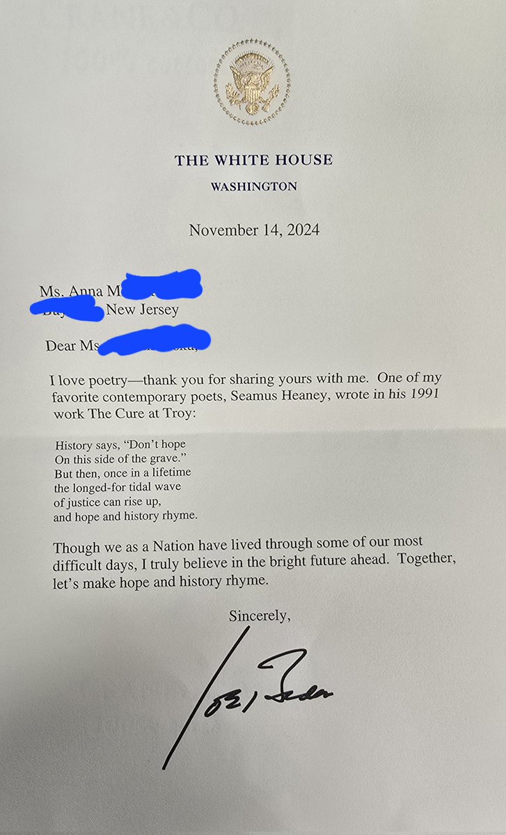 I'm very important person today, I have a letter from my President...