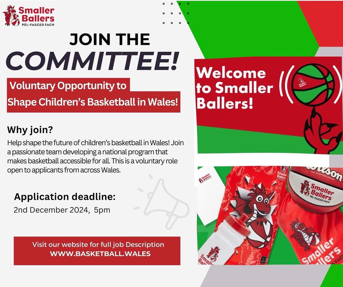 Passionate about shaping the future of children’s basketball in Wales? This is your chance! 🏀
Opportunity to make a real difference. 🌟

📅 Deadline: 2nd December 2024, 5pm.
👉 Click the link on bio for full job description and details on how to apply: basketball.wales/current-vacanc…