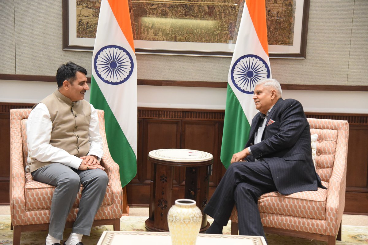 Met with Hon'ble Vice President Shri Jagdeep Dhankhar ji in New Delhi today and learned valuable guidance from his vast experience. <a href="/VPIndia/">Vice-President of India</a>